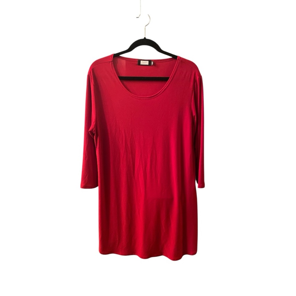 🇨🇦 Sympli Red Tunic with 3/4 sleeves and side slits Size 16